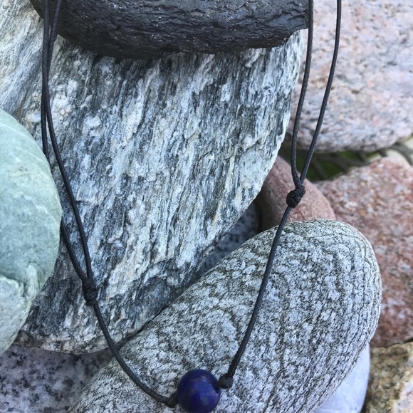 Lapis lazuli choker necklace handmade bead choker - Picture 3 of 5